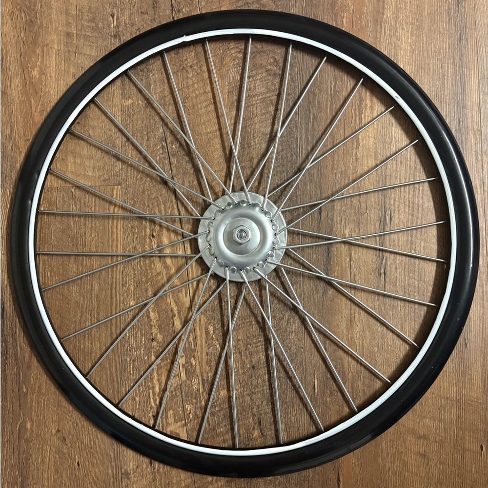 Black and Silver Bicycle Wheel Wall Decor